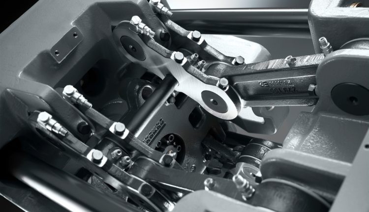 Electric clamping unit: the Premium performance variant of the hybrid Allrounder 470 H includes an electric toggle-type clamping unit as part of its standard equipment. This is energy-efficient and precise, driven by a planetary roller screw drive.